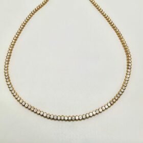 COLLIER RIVIERE NID D’ABEILLES OR 18K DIAMANTS ENV. 8 CTS — photo 1