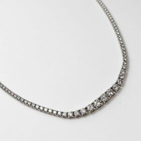 COLLIER RIVIERE OR 18K DIAMANTS ENV. 6 CTS — photo 1
