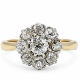 BAGUE MARGUERITE OR 18K DIAMANTS/PLATINE — photo 1