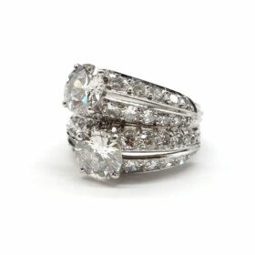 BAGUE "TOI & MOI " PLATINE DIAMANTS DONT 1,20 CTS x2 (T.47) — photo 1