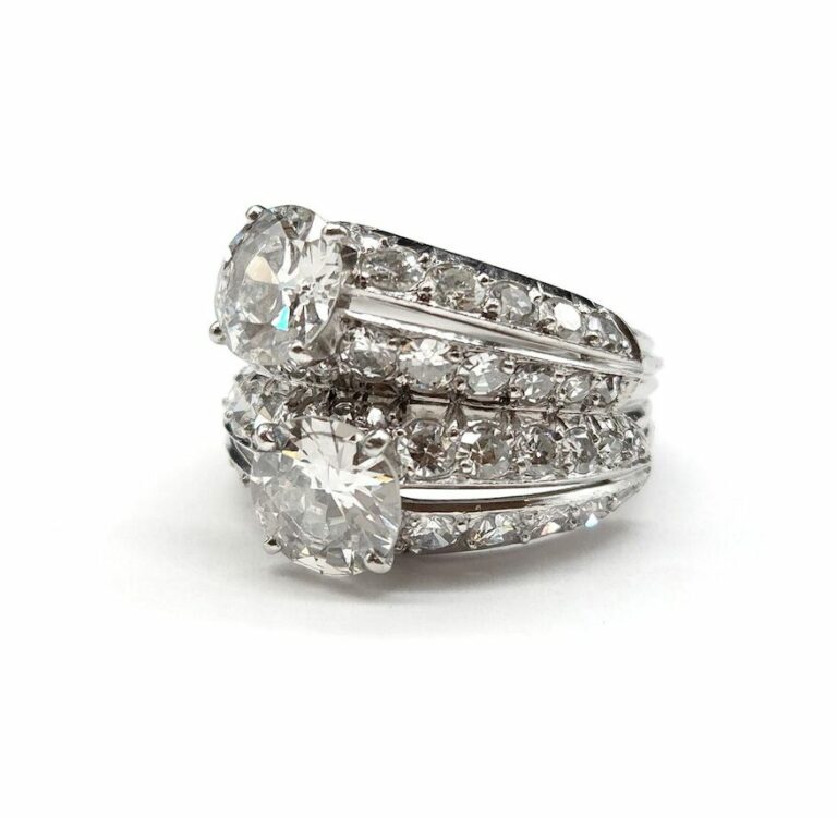 BAGUE "TOI & MOI " PLATINE DIAMANTS DONT 1,20 CTS x2 (T.47)
