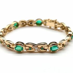 BRACELET OR 18K DIAMANTS EMERAUDE (T.18) — photo 1