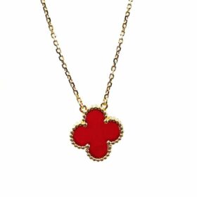 COLLIER VAN CLEEF & ARPELS VINTAGE ALHAMBRA OR 18K CORNALINE — photo 1