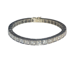 BRACELET TENNIS RIVIERE OR 18K DIAMANTS ENV. 5 CTS (T.17) — photo 1